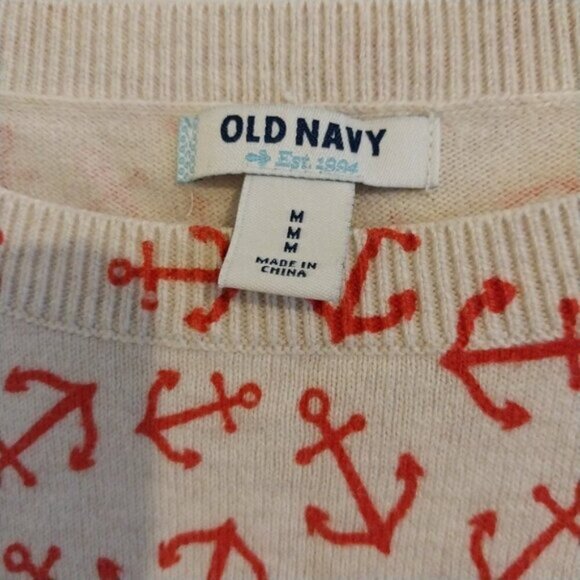 Old Navy Sweater Bundle Size Medium Excellent Condition Anchor Print Cotton Top - Picture 10 of 12